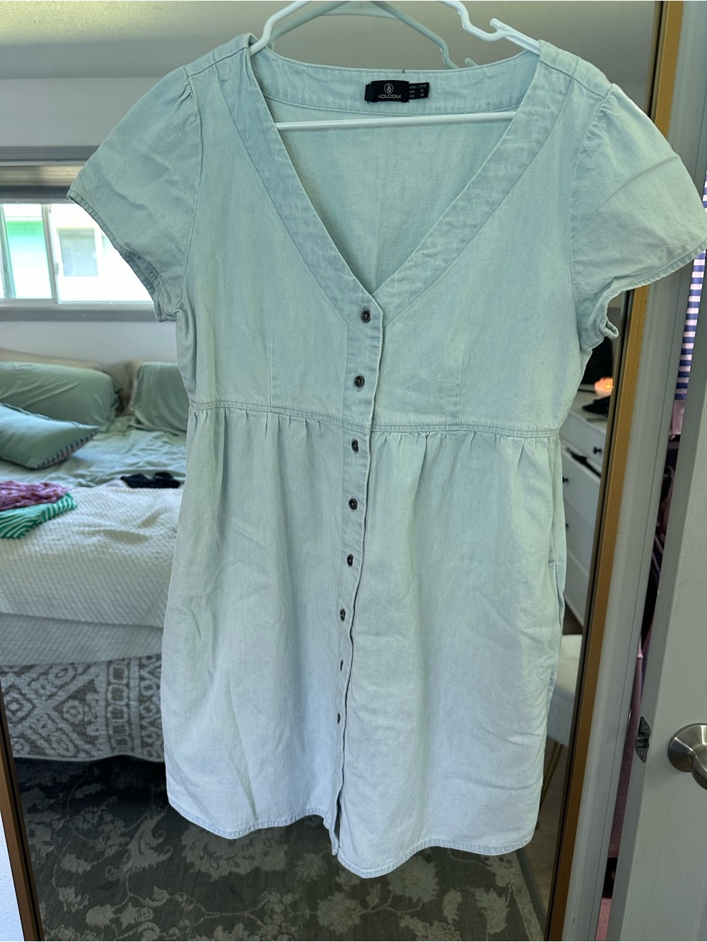 Volcom Light denim Blue Button-Front Mini Dress